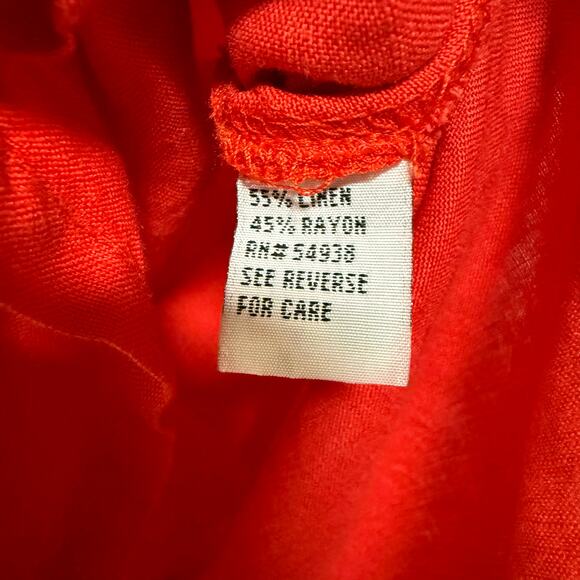 Jennifer Women Coral Red Sequin Embroidered Linen Blend Sleeveless Top Size 16 - Picture 10 of 16